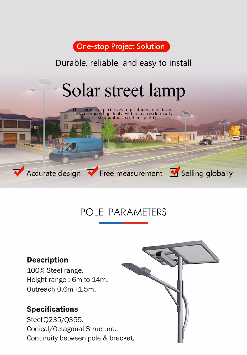 Hot DIP Galvanized Solar Panel 8.5m LED Solar Street Lamp