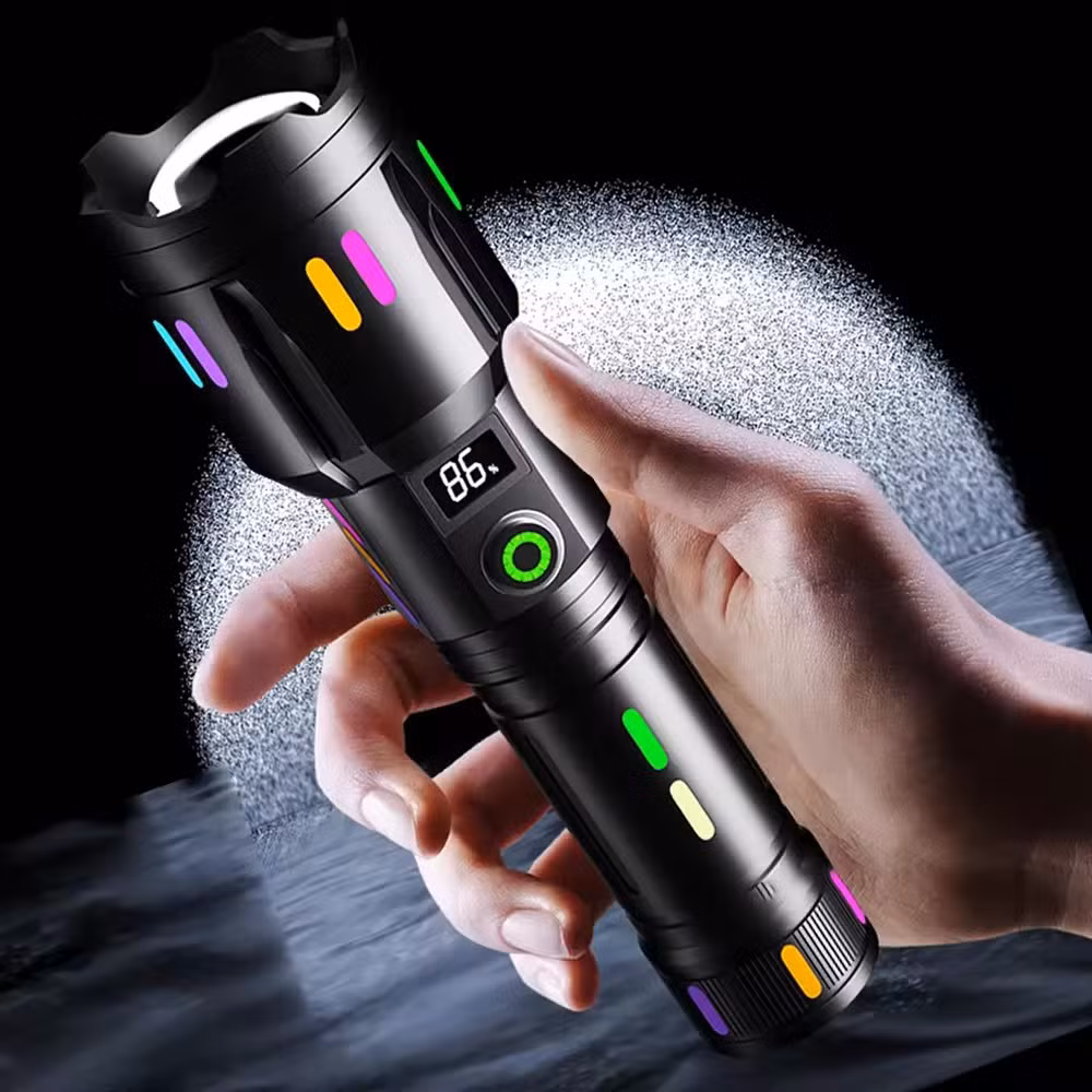 HTC High-Power LED Flashlight Luminescent Fluorescent Aluminum Flashlight3