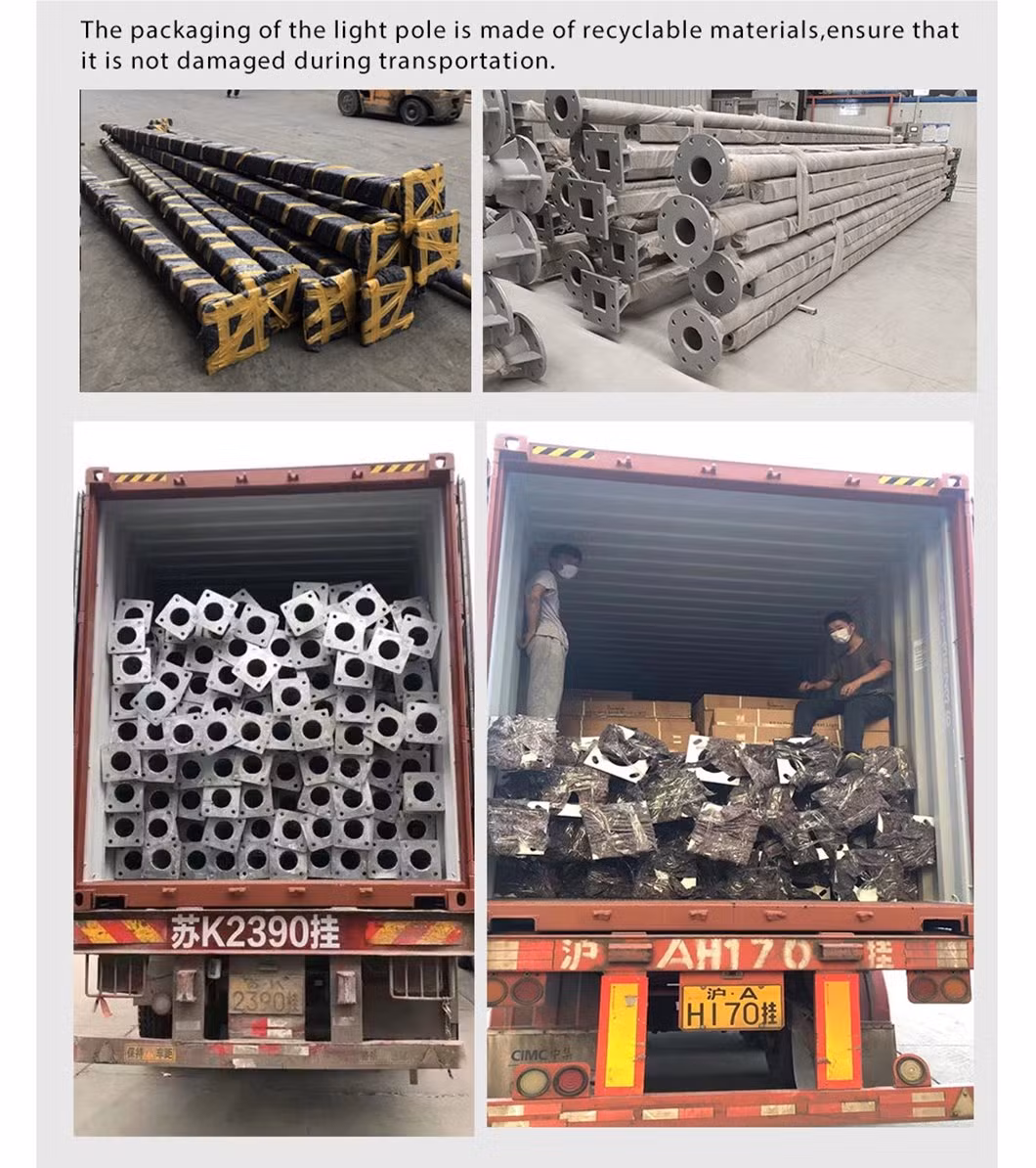 160km/H Wind Resistance OEM/ODM 3m 4m 5m 6m 7m 8m 9m 10m 11m 12m Outdoor Galvanized Iron/Steel LED Street Light Pole Solar Road Post
