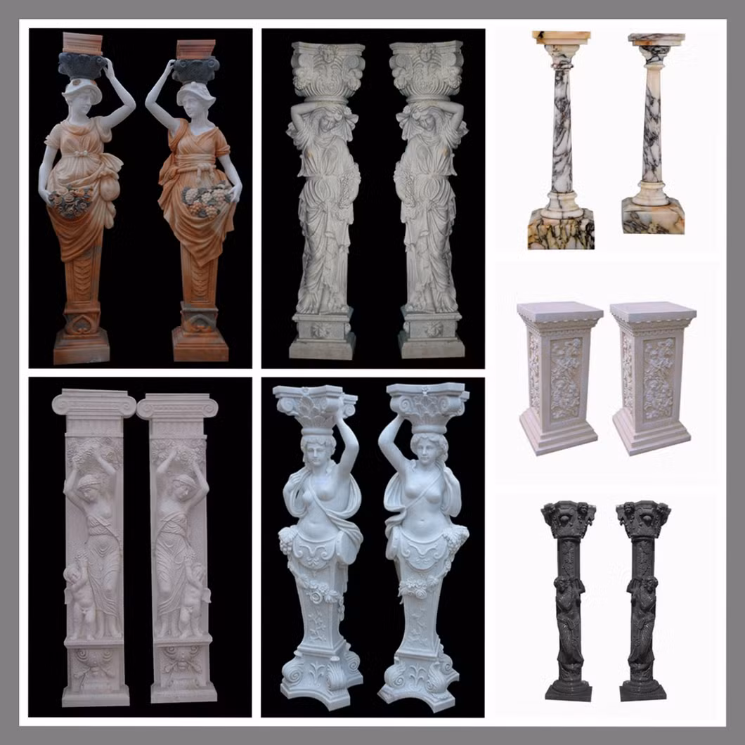 European Style Luxury Figure Statue Pillar with Woman Sculpture