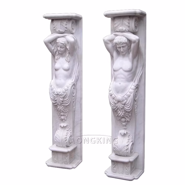 European Style Luxury Figure Statue Pillar with Woman Sculpture