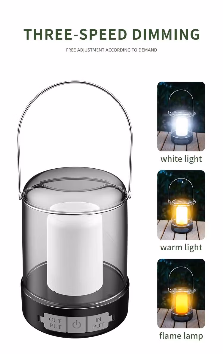 Outdoor Lantern with Seeded Glass and Petroleum lamp LED Atmosphere Light Type-C Rechargeable Camping Light