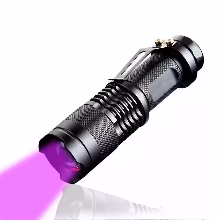 Pocket Aluminum AA Battery 395nm Ultraviolet Zoomable LED UV Flashlight Torch
