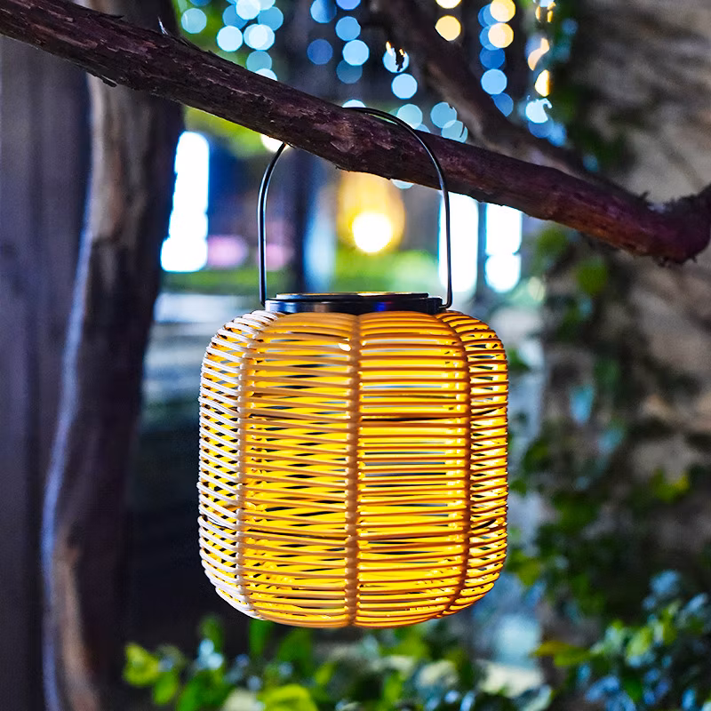 HTC Solar Outdoor Bamboo Woven Hand Lanterns, Courtyard Decoration Chinese Retro Garden Lanterns4