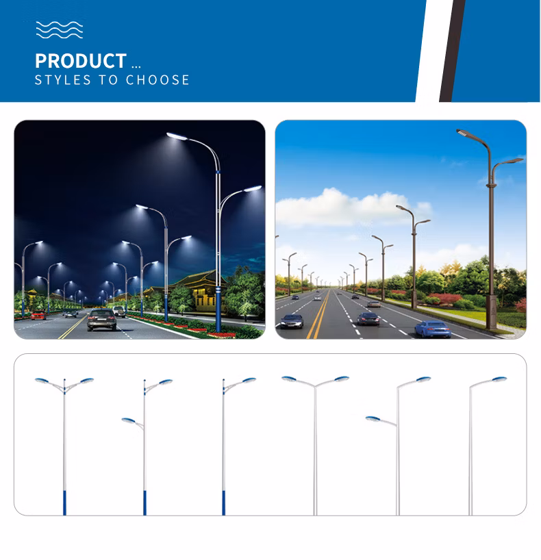 Customized Outdoor 9m 10m 12m Double Single Arm Price Galvanized Steel Solar Street Light Pole Post Lamp Pole