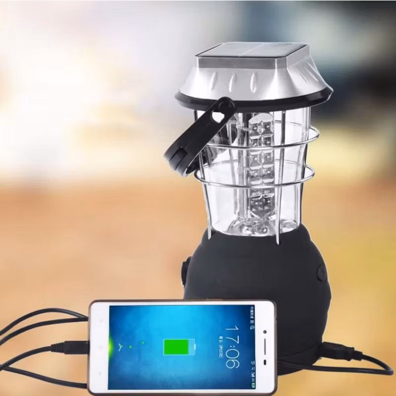 5 Mode Hand Crank Dynamo Emergency Light 36 LED Rechargeable Solar Camping Lantern