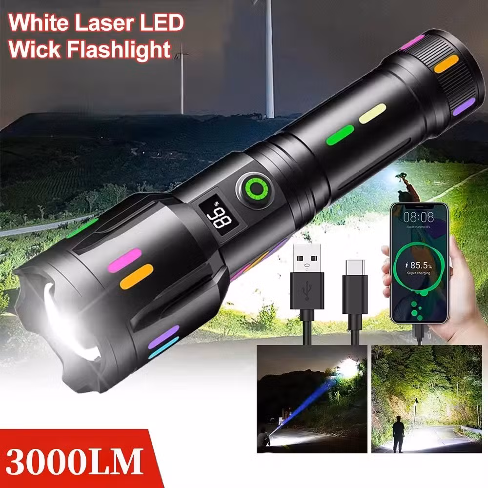 HTC High-Power LED Flashlight Luminescent Fluorescent Aluminum Flashlight3