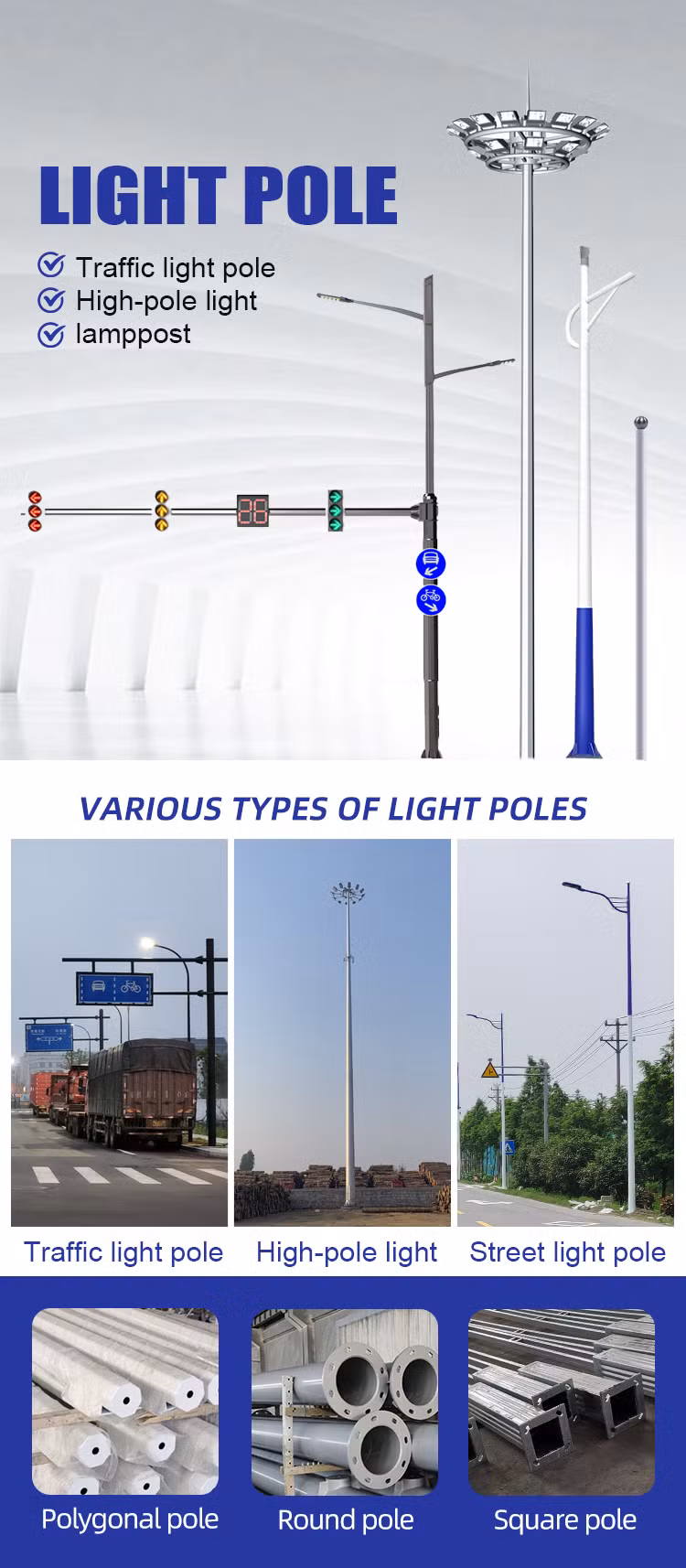 Factory 40/50m IP67 Projected Stadium Road Garden Solar LED High Mast Light Lighting