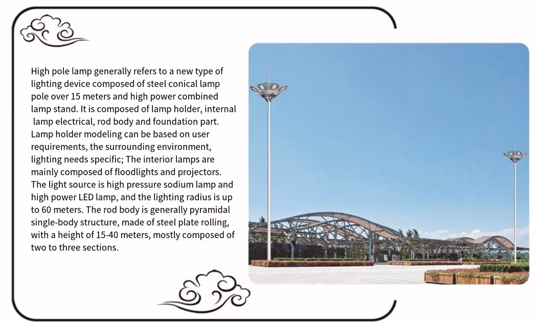 Anti Falling Soccer Field Lighting Hot DIP Galvanized Steel High Mast Light Pole