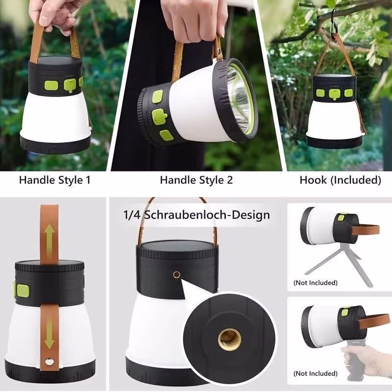Rechargeable 7 Modes Powerful 1500 High Lumen Camping Flashlight Portable Waterproof USB &amp; Solar Charging RGB Camping Lantern