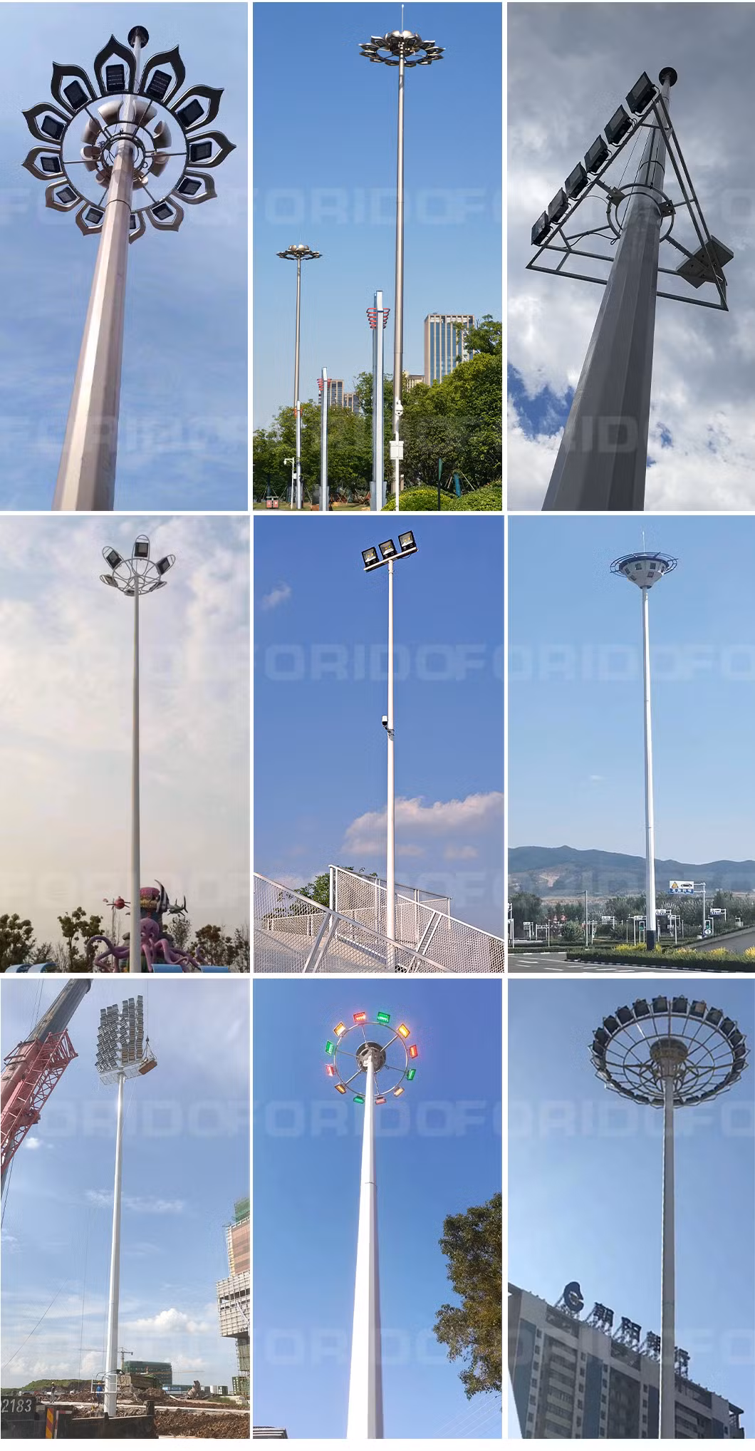Hot-DIP-Galvanized Steel Poles Pure White Stadium High Mast Light Lighting