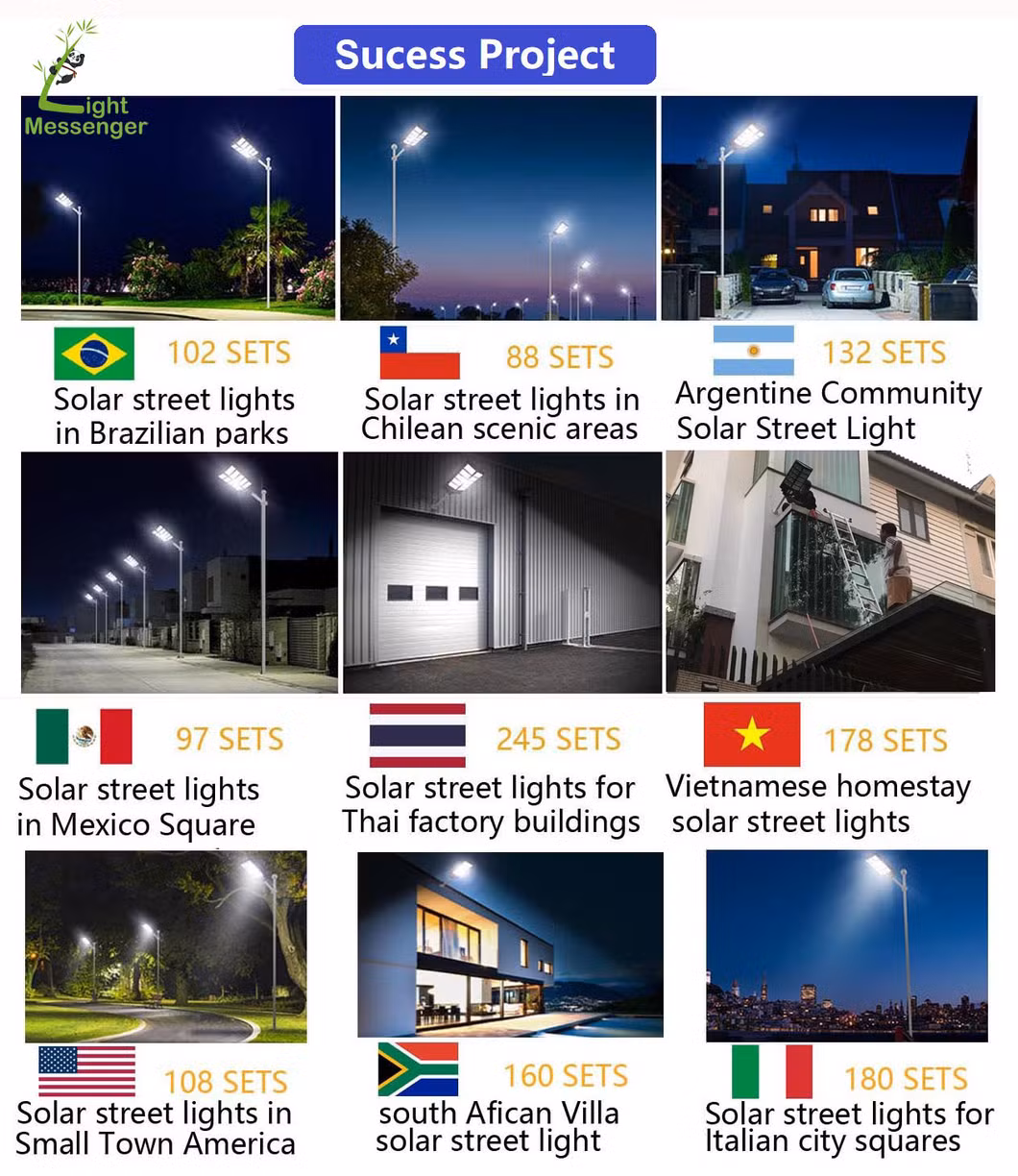 Light Messenger High Bright Solar LED Street Solar Light 50W 100W 200W 300W Split Lamp Post Best Outdoor Garden Powered LED Solar Street Lighting