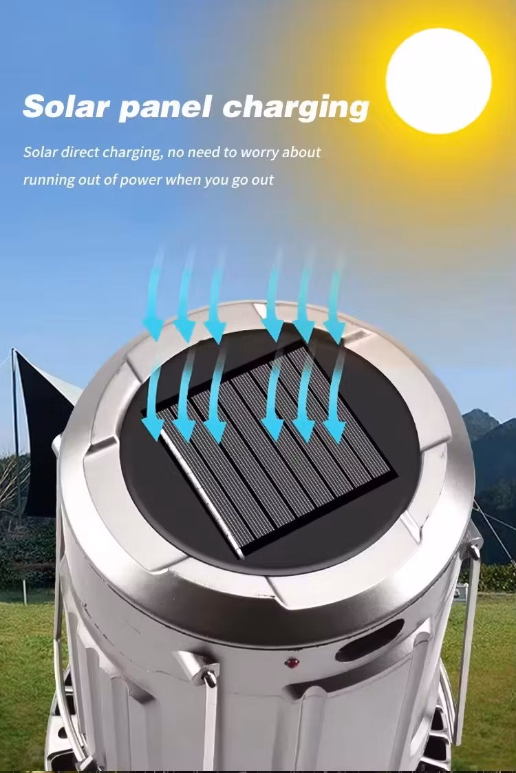 Collapsible Solar Camping Lantern with Fan Rechargeable LED Camping Hiking Light Tent Lamp
