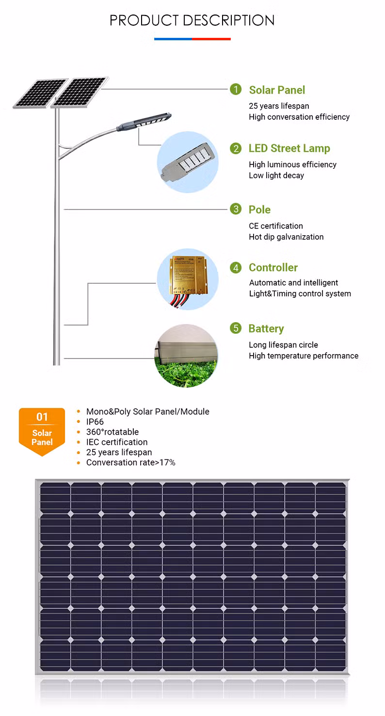 Hot DIP Galvanized Solar Panel 8.5m LED Solar Street Lamp