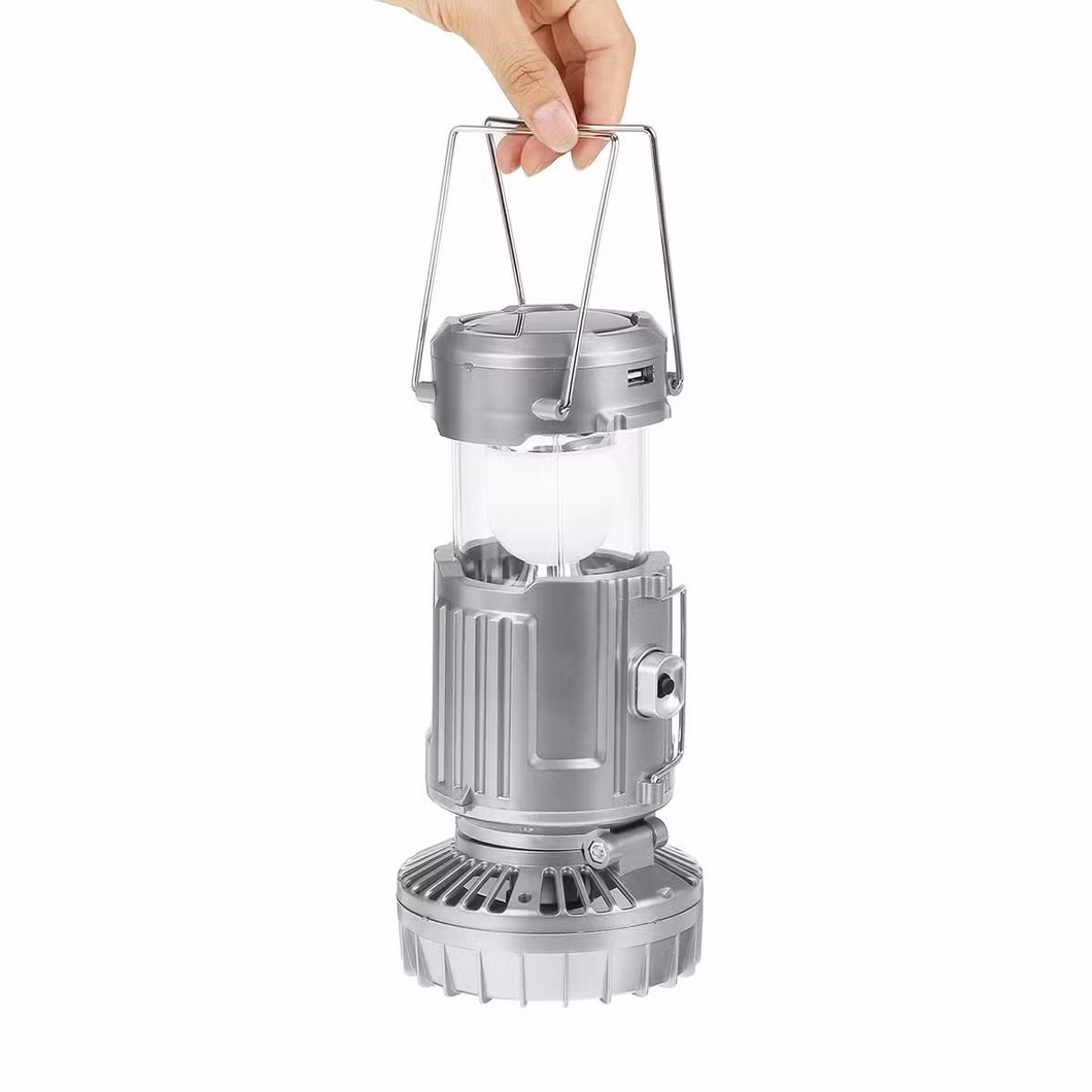 Collapsible Solar Camping Lantern with Fan Rechargeable LED Camping Hiking Light Tent Lamp