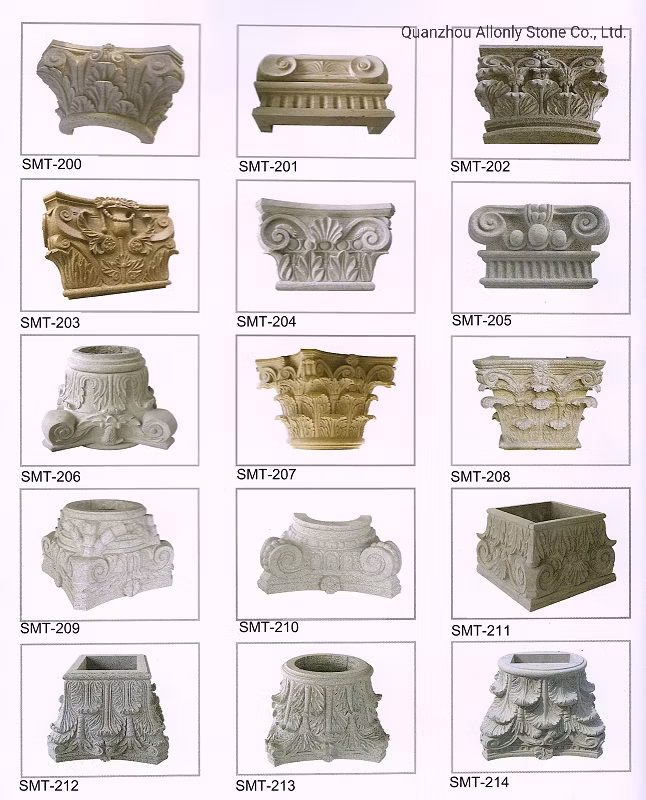 Modern New Design Large Outdoor Decoration Roman Style Natural Stone Beige Column Marble Travertine Pillars for Home