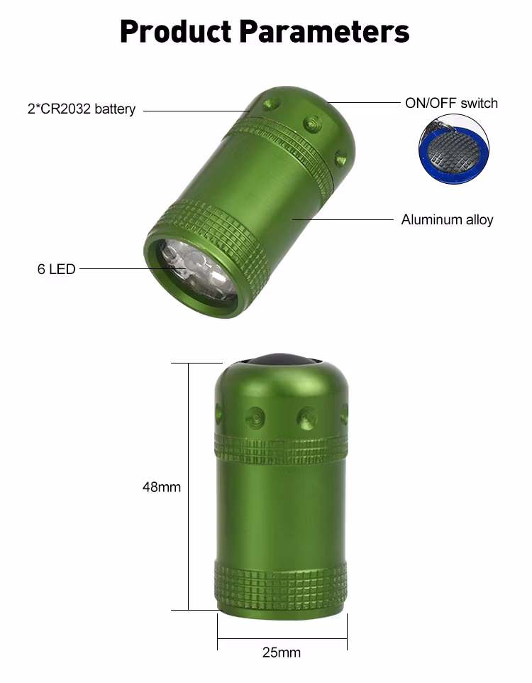 Small Push Button Pocket LED Torch Self Defense Aluminum Torch Flashlight