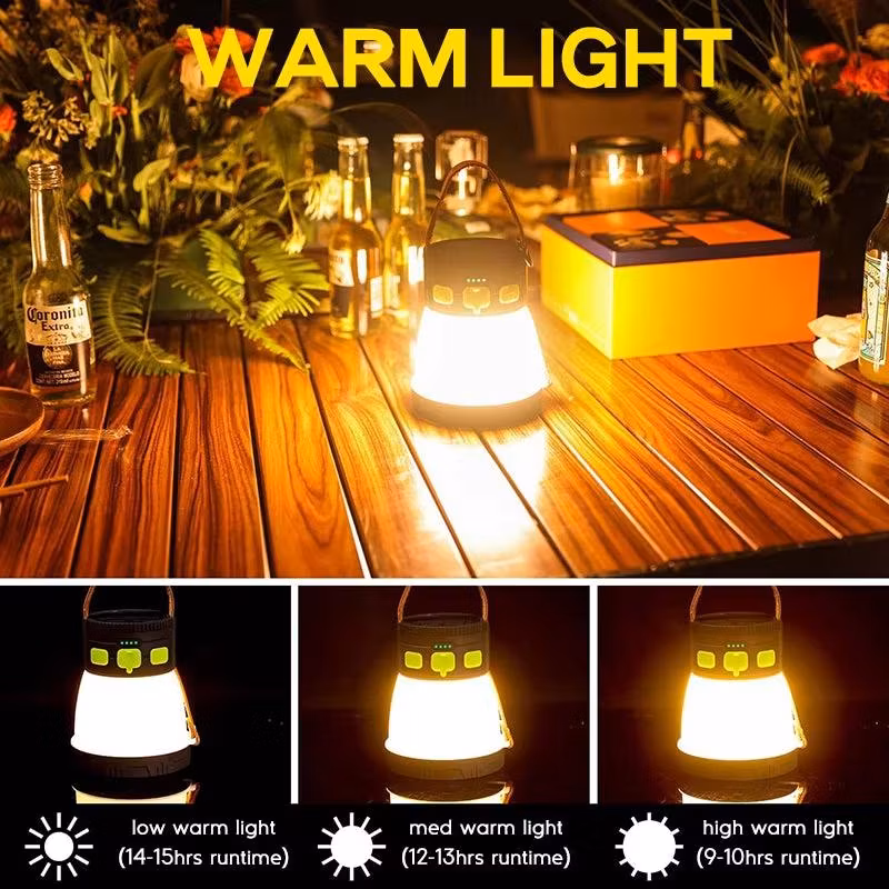 Rechargeable 7 Modes Powerful 1500 High Lumen Camping Flashlight Portable Waterproof USB &amp; Solar Charging RGB Camping Lantern