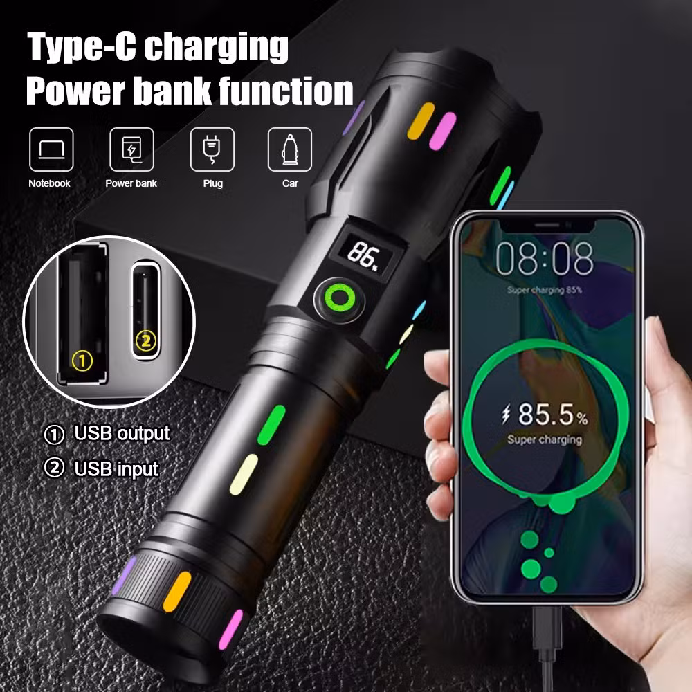 HTC High-Power LED Flashlight Luminescent Fluorescent Aluminum Flashlight3