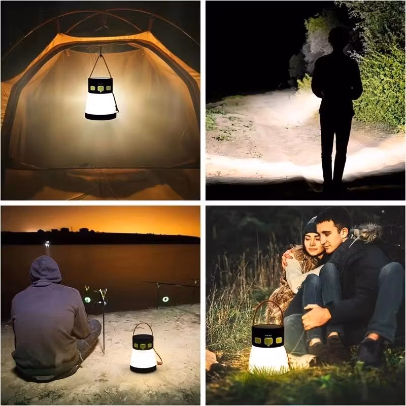 Rechargeable 7 Modes Powerful 1500 High Lumen Camping Flashlight Portable Waterproof USB &amp; Solar Charging RGB Camping Lantern