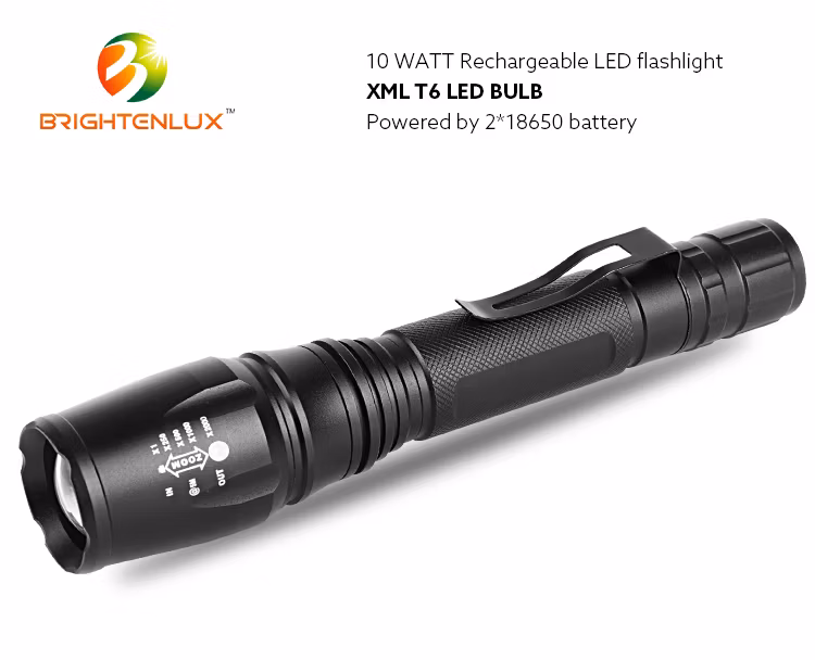 Brightenlux Most Professional Tactical Flashlight Super Bright 500lm LED Flashlight Zoom Flashlight Torch Aluminum Alloy IP44 Waterproof