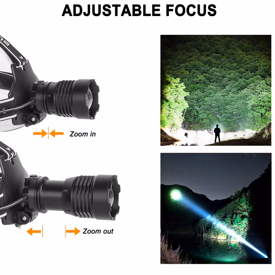 Wave Induction Telescopic Zoom 135 Degree Adjustment USB Rechargeable Camping Aluminum Alloy ABS Flashlight White LED Headlight Headlamp