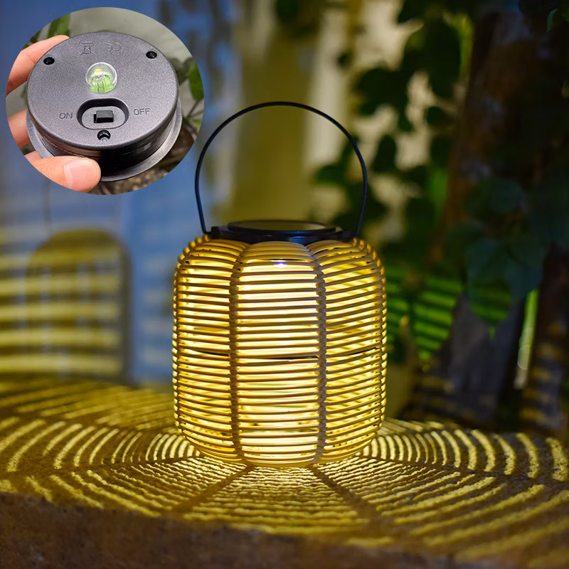 HTC Solar Outdoor Bamboo Woven Hand Lanterns, Courtyard Decoration Chinese Retro Garden Lanterns4