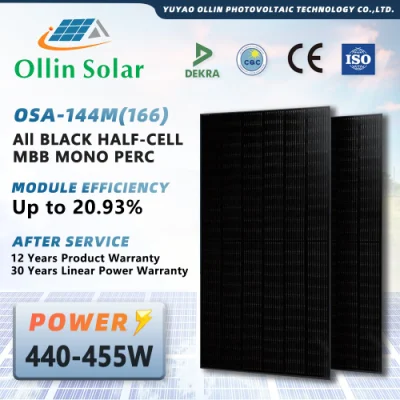 440W 445W 450W 455W Shingled Half-Cell todo negro panel solar en venta