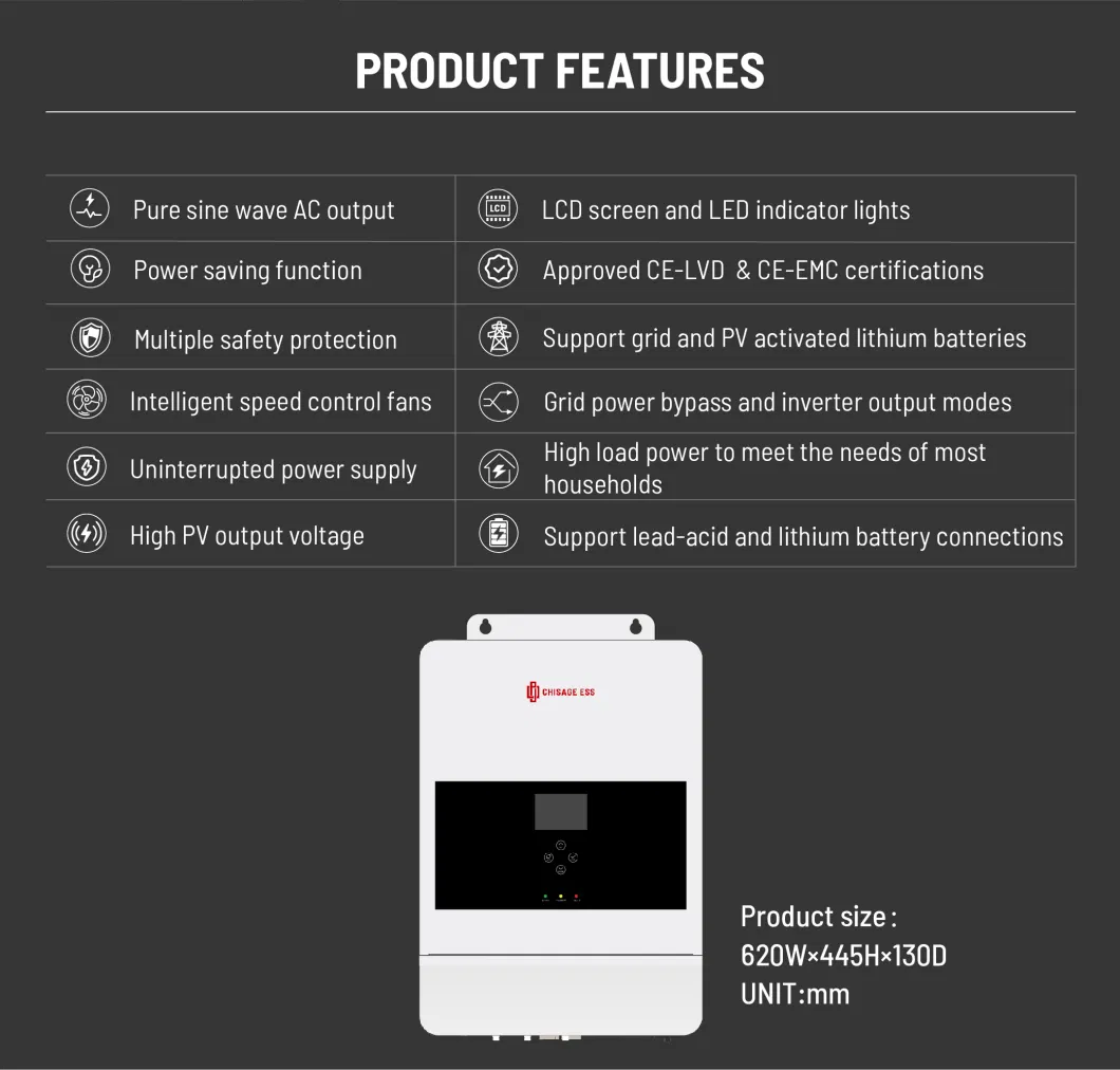 10kw Top Quality Wide Battery Range DC to AC 3kw 5kw 8kw 10kw 12kw 15kw Solar Hybrid off-Grid Inverter