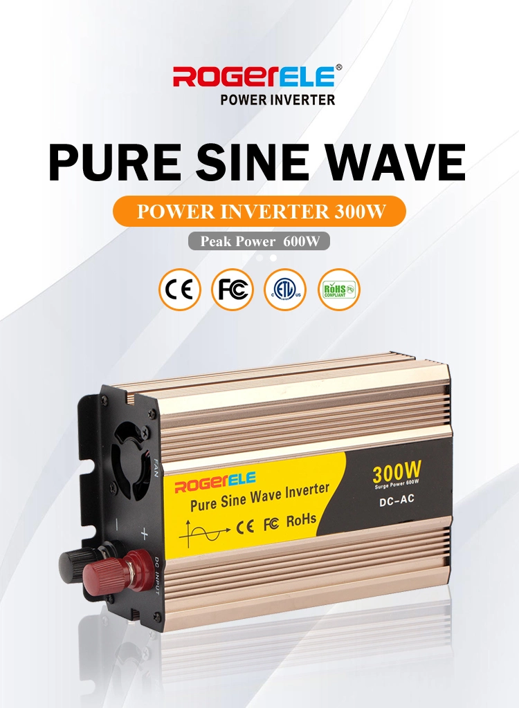 300W 300 Watt 12V/24V/48V DC to AC 110V/120V/220V/230V Pure Sine Wave Solar Power Inverter for Home/Outdoor