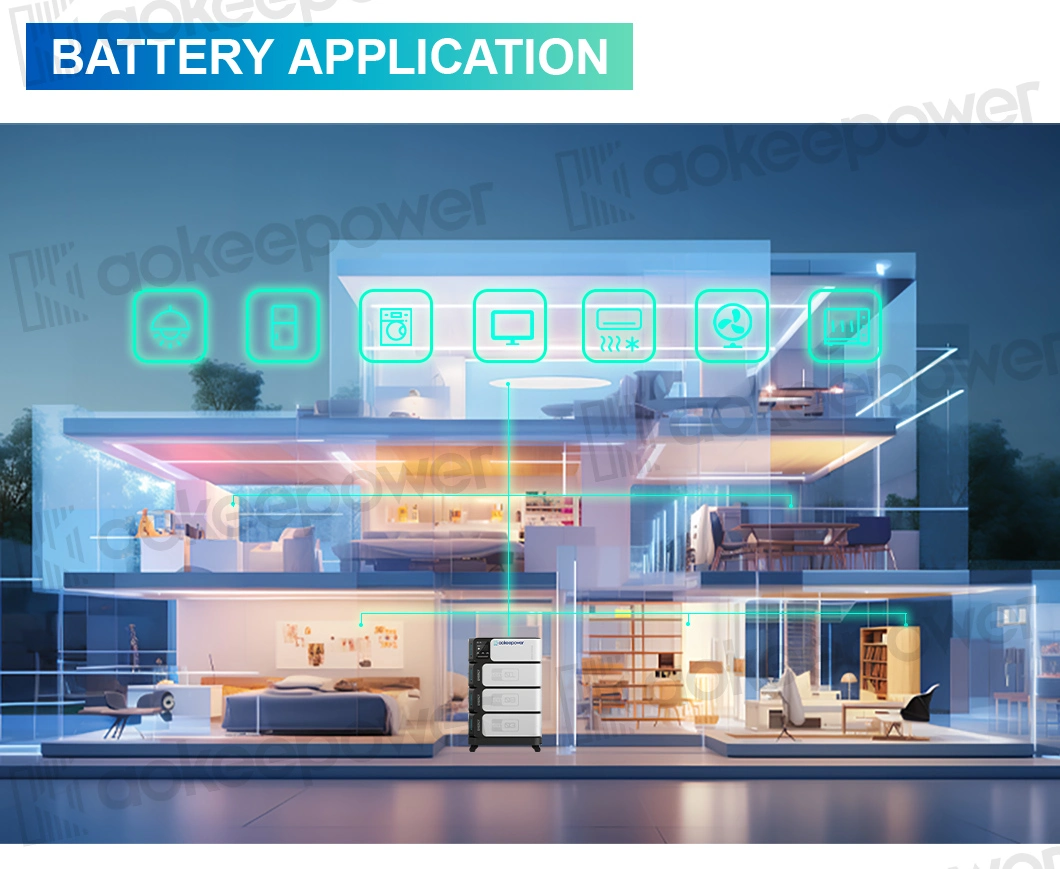 Aoke 5kwh 48V LiFePO4 100ah Solar Power Stackable 5kw Hybrid Inverter Household Energy Storage Lithium Battery