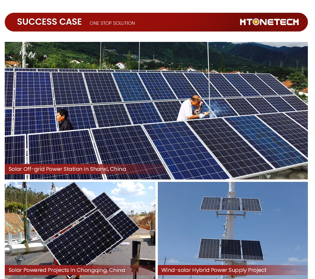 Htonetech China Solar Panel 500W Monocrystalline Flexible Factory 8kw 10kw 15kw 5000W on-Grid Solar Power System with 100 Watt Wind Generator