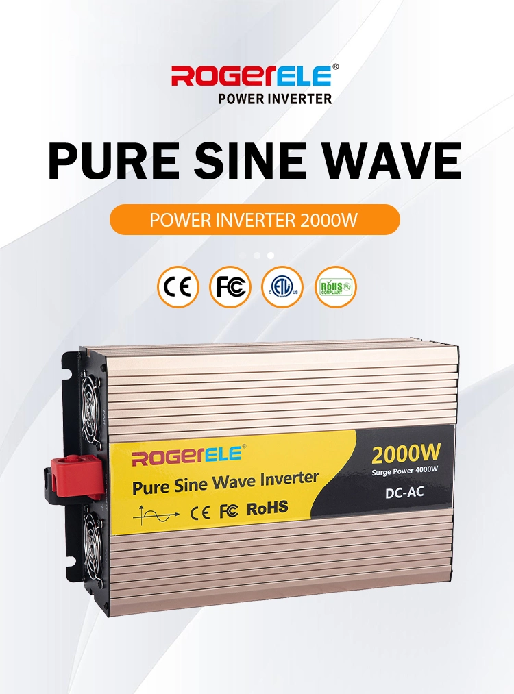 2000W/2kw 2000 Watt 12V/24V/48V DC to AC 110V/120V 220V/230V Pure Sine Wave Solar Power Inverter