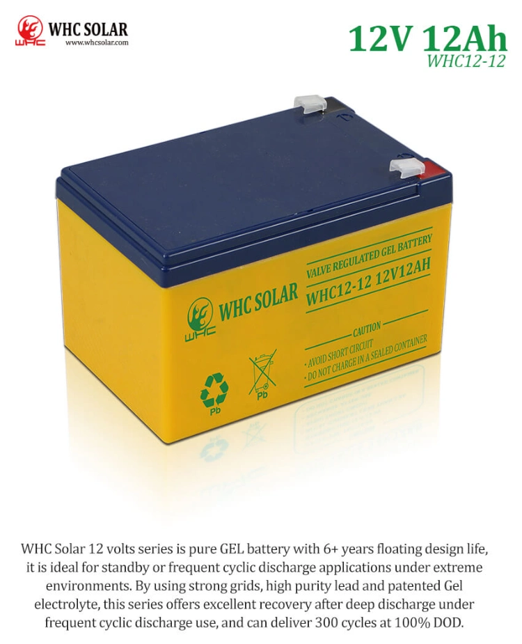 Whc Battery 12V 100ah/150ah/200ah Deep-Cycle-Gel Bateria Solar Battery for VRLA/SLA/AGM/Rechargeable/UPS/Lead-Acid/Solar Panel/Power Storage/Inverter/C