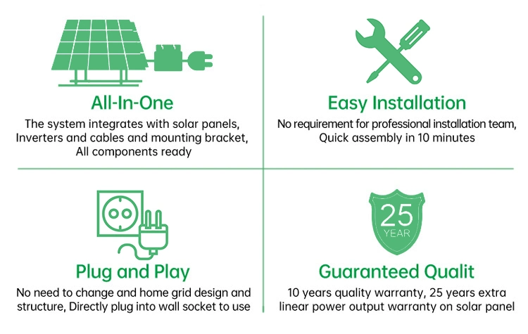 European Warehouse Home Mini Solar on Grid System Photovoltaic Panel Balkonkraftwerk 400W Plug and Play