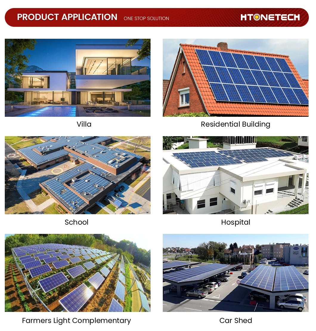 Htonetech DC Coupled Hybrid Inverter Bi Facial Solar Panels China Factory 500W 800W 1000W 1500W 2000W on Grid Portable Solar Power Systems