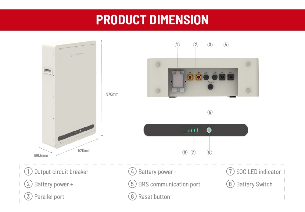 Low Voltage 5kwh 10kwh Inverters Matchable Rechargeable Lithium-Ion LiFePO4 LFP Solar Energy Storage Battery Pack with LCD Screen