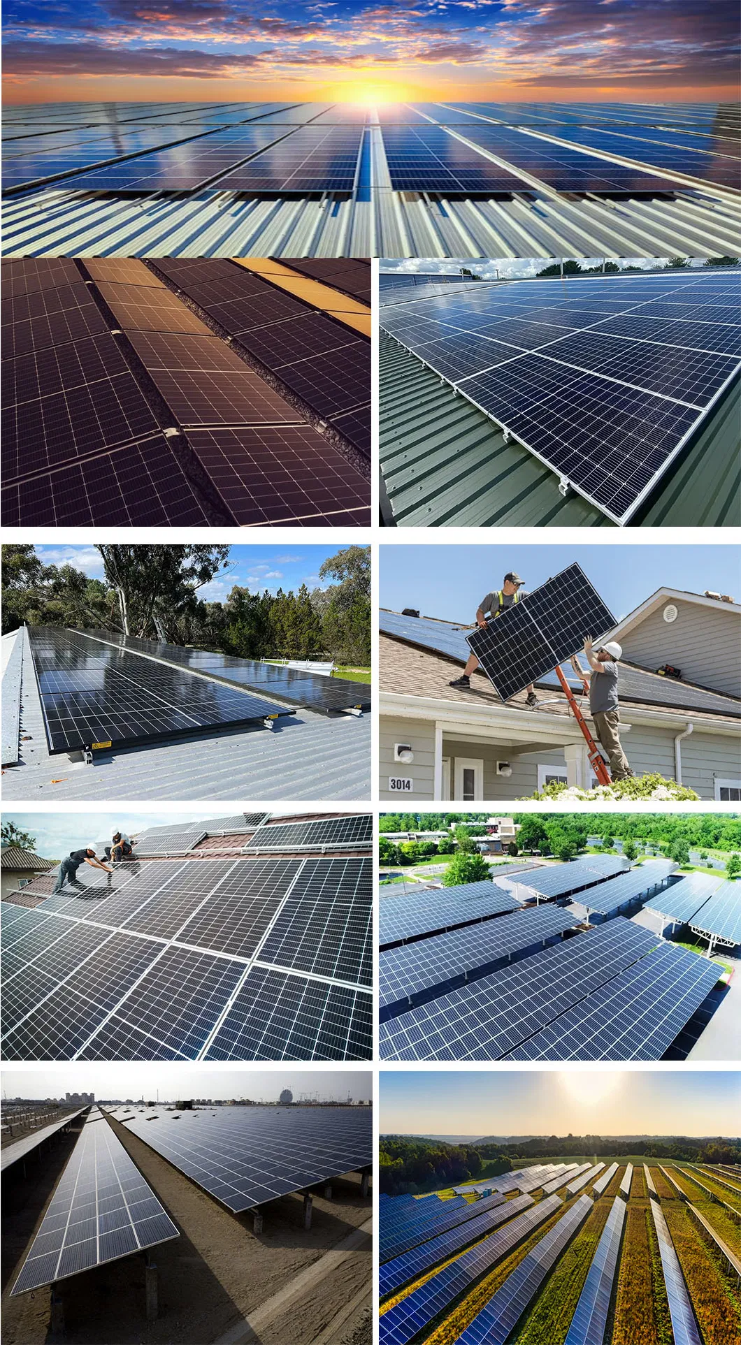 Angxu Double Glass 550W 560W 580W Panel Solar Install on Flat Roof Tile