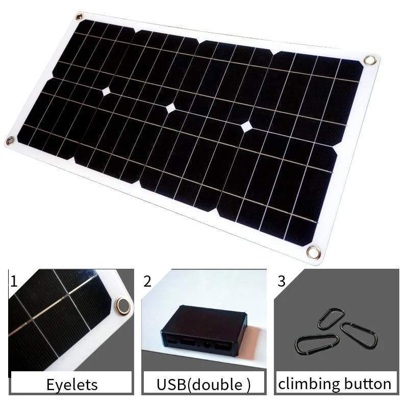 10W 20W 30W High Effeciency Mono Flexible Solar panel with USB for Power Bank