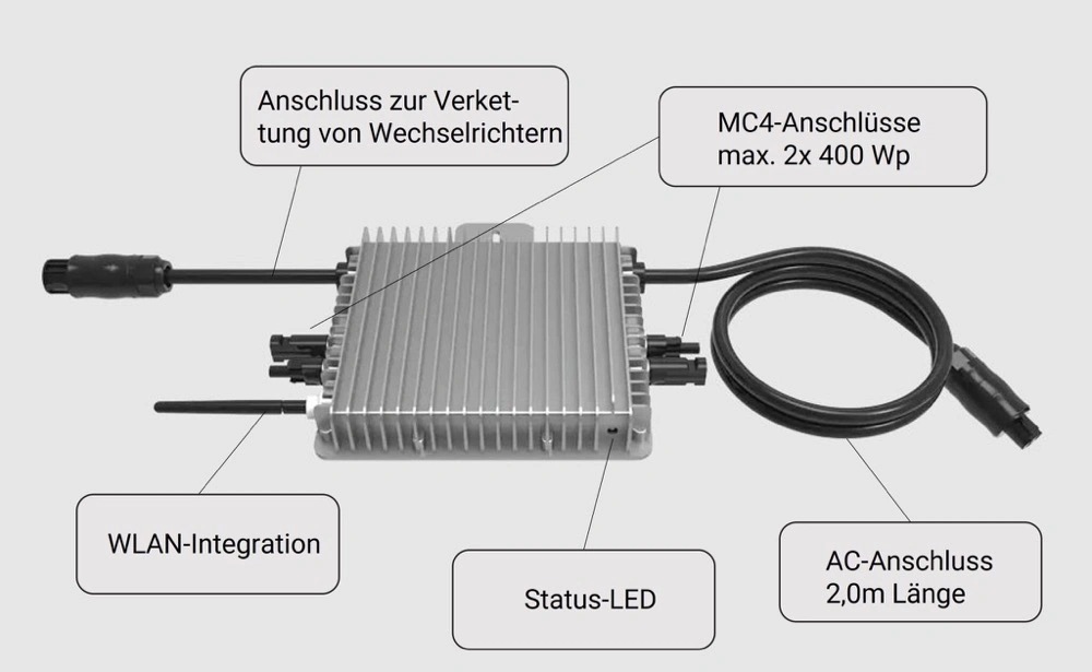 Waterproof Solar Inverter 600W 800W 1000W Solar Microinverter MPPT Rapid Shutdown