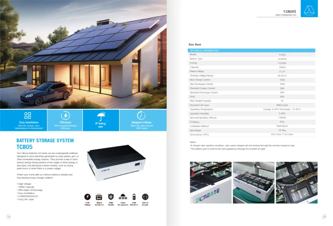 Solar Power Hybrid Inverter Lithium Battery with 5120WH