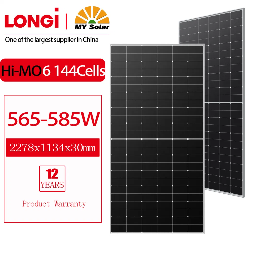 Longi/Mysolar Hi-Mo-4 Solar Half Cell 9bb Solar PV Module Mono Sun Panel Solar 440W 445W 450W 455W 460W Solar Panels Sun for Home Power System