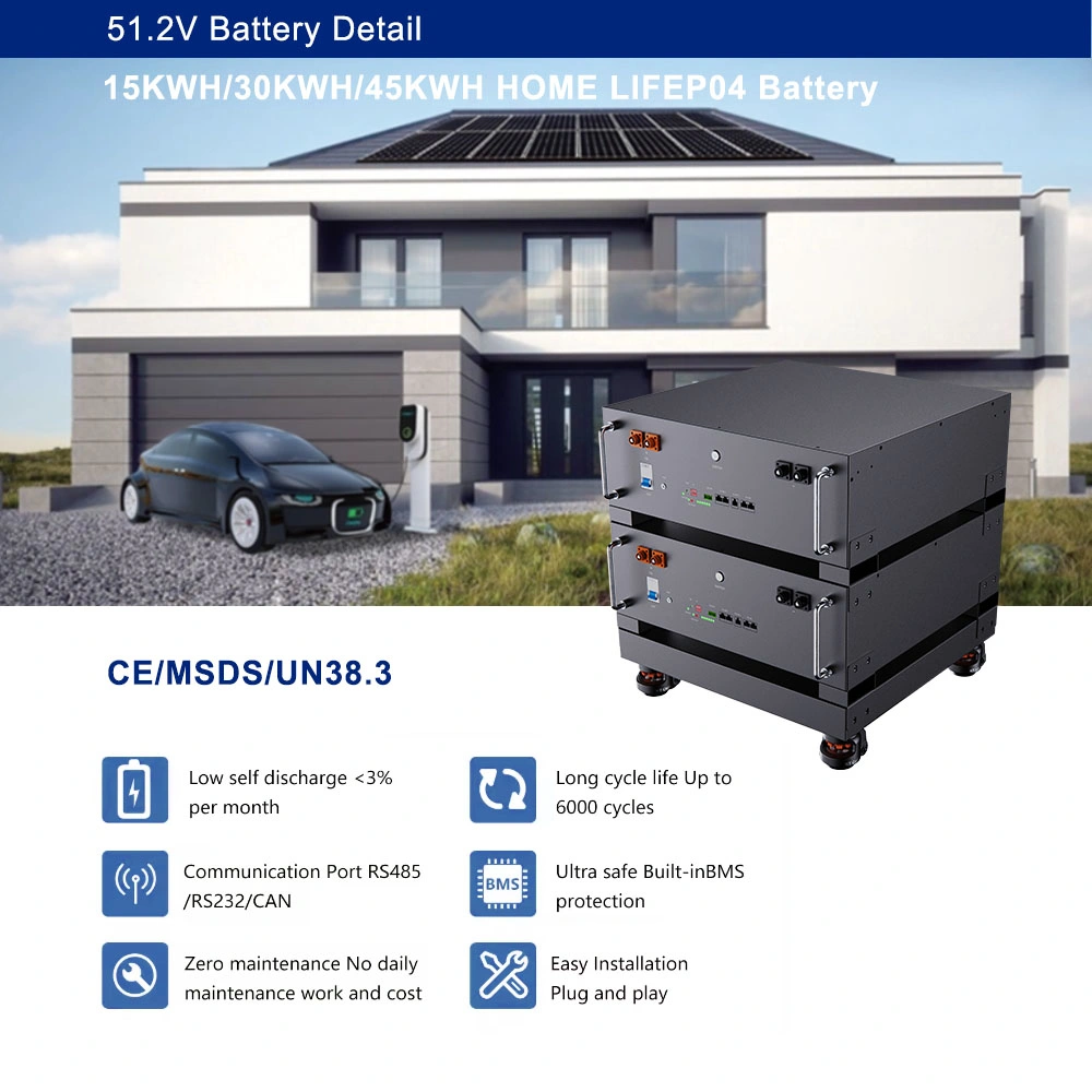 5kw 10kw Home Lithium Battery Pack 100ah 15kwh 51.2V Solar System 48V LiFePO4 Lithium Ion Battery 200ah 300ah 400ah 500ah for Solar Panel