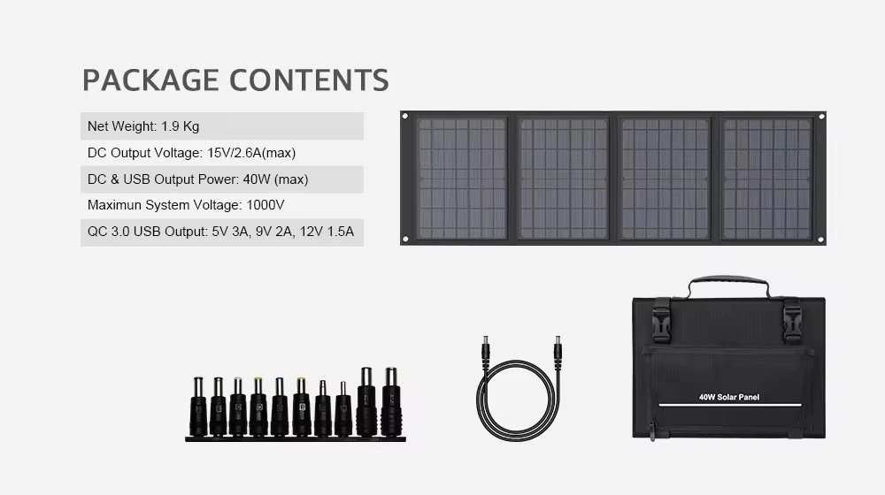 OEM 40W Monocrystalline Camping Power Station Charger Portable Flexible Solar Panel Foldable for Outdoor Solar Panel Charger