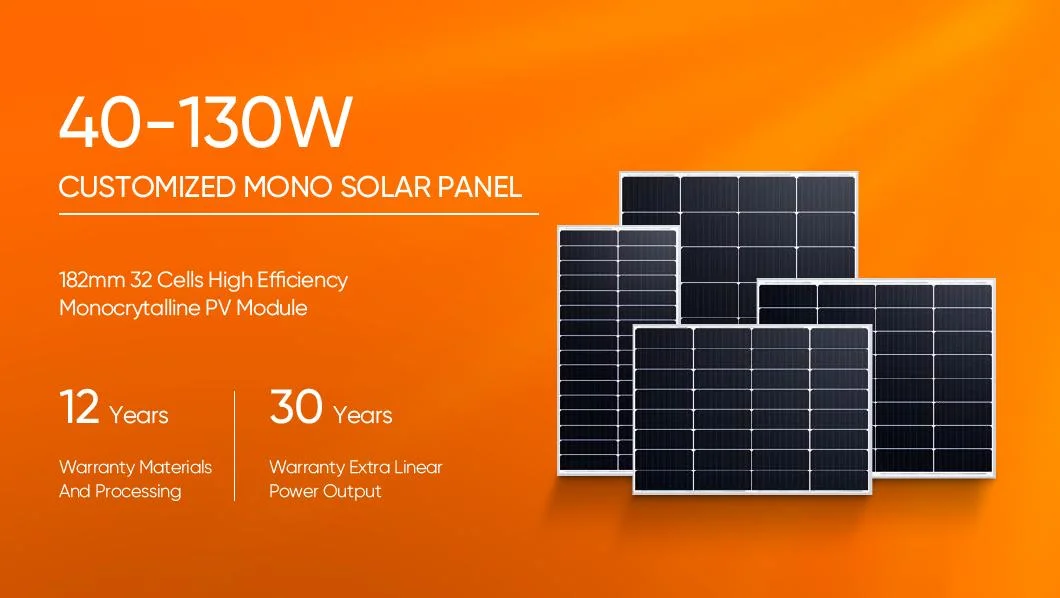 Customized High Efficiency Small Monocrystalline 40W 50W 100W 120W Solar Panel