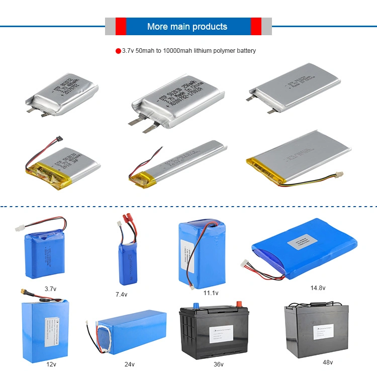 3.7V 500mAh Custom Lithium Polymer Battery 1.85wh Lipo Battery Lithium Ion Battery for Quadcopter