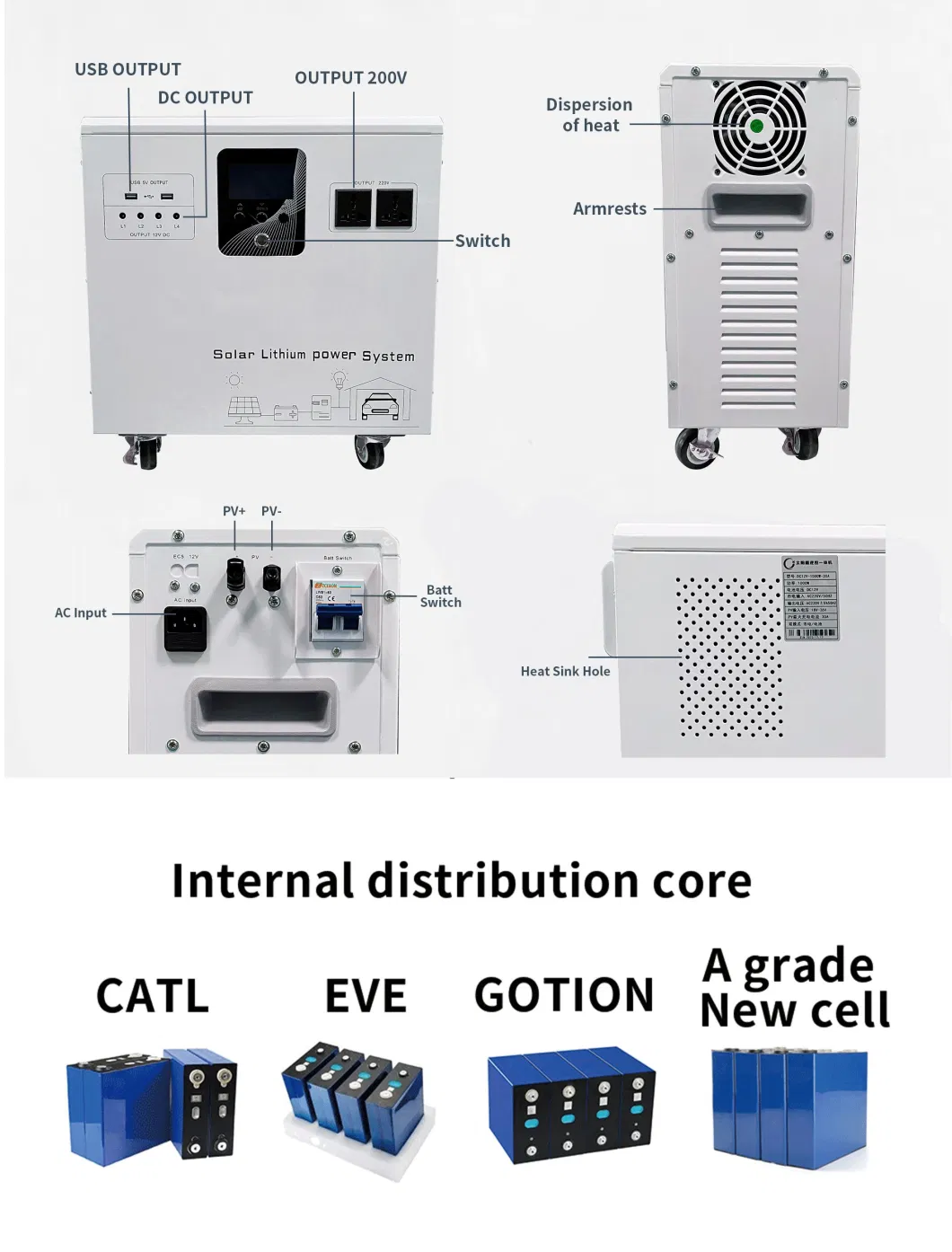 New Design 1.28kwh All in One Battery with Inverter Solar Energy Power System Lithium Ion Battery Pack Home Use Storage-Battery with IP55