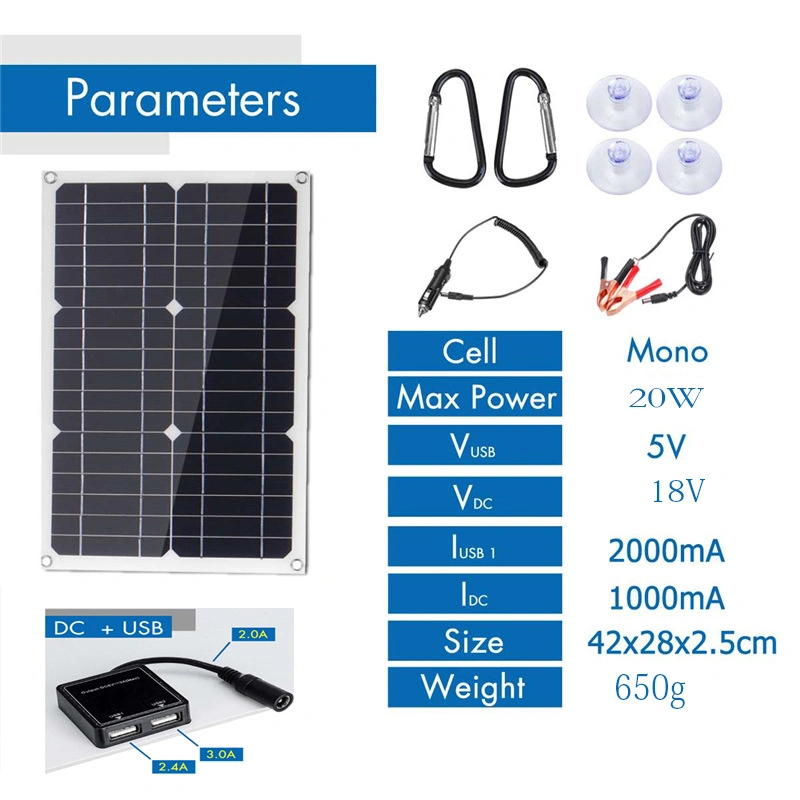 Camping Monocrystalline12V 20W 100W 200W 500W 1000W Power Flexible Solar Panel