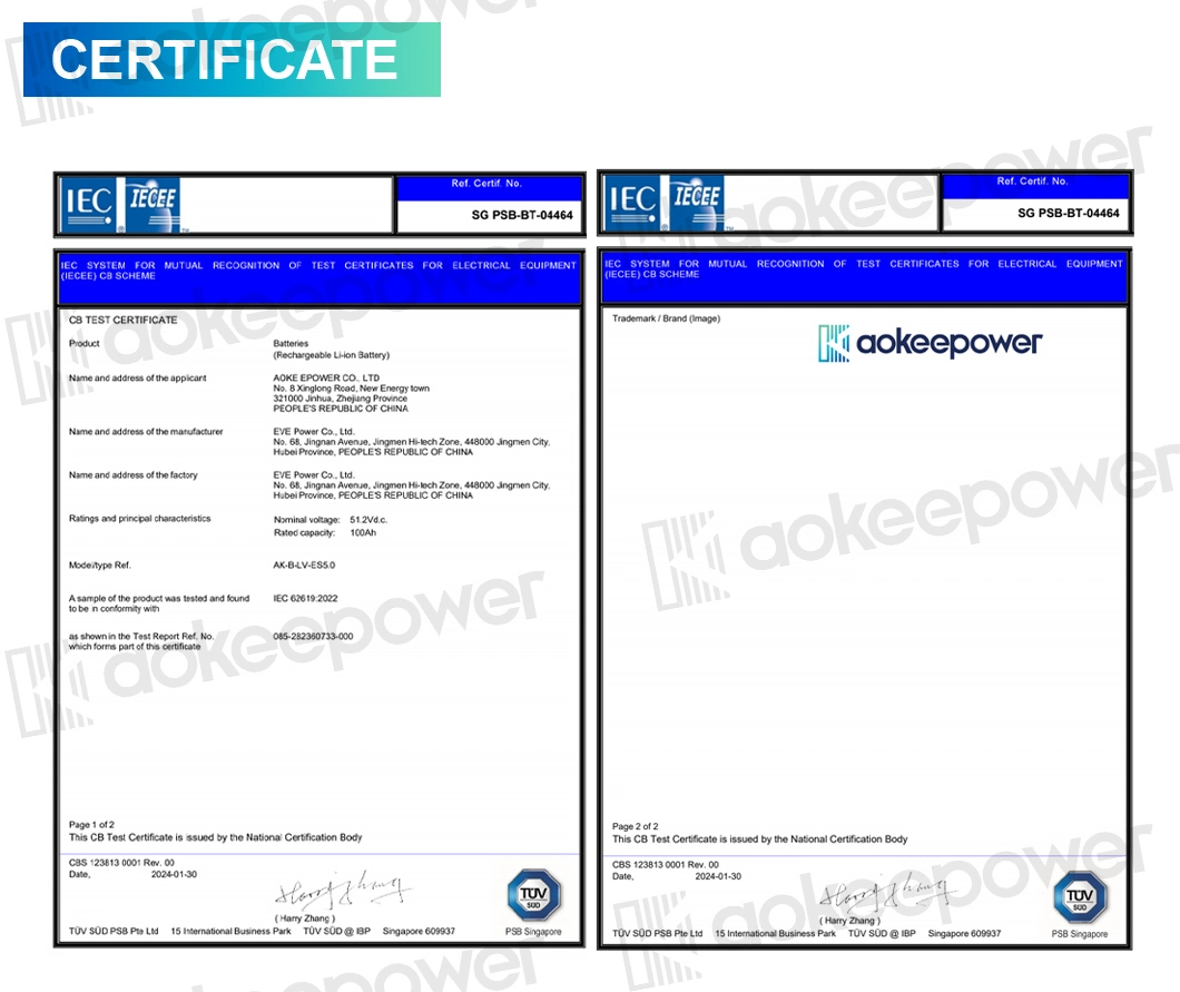 Aoke Ess 10kwh Stackable Solar Power Panel Hybrid Inverter LFP Residential Energy Storage Battery