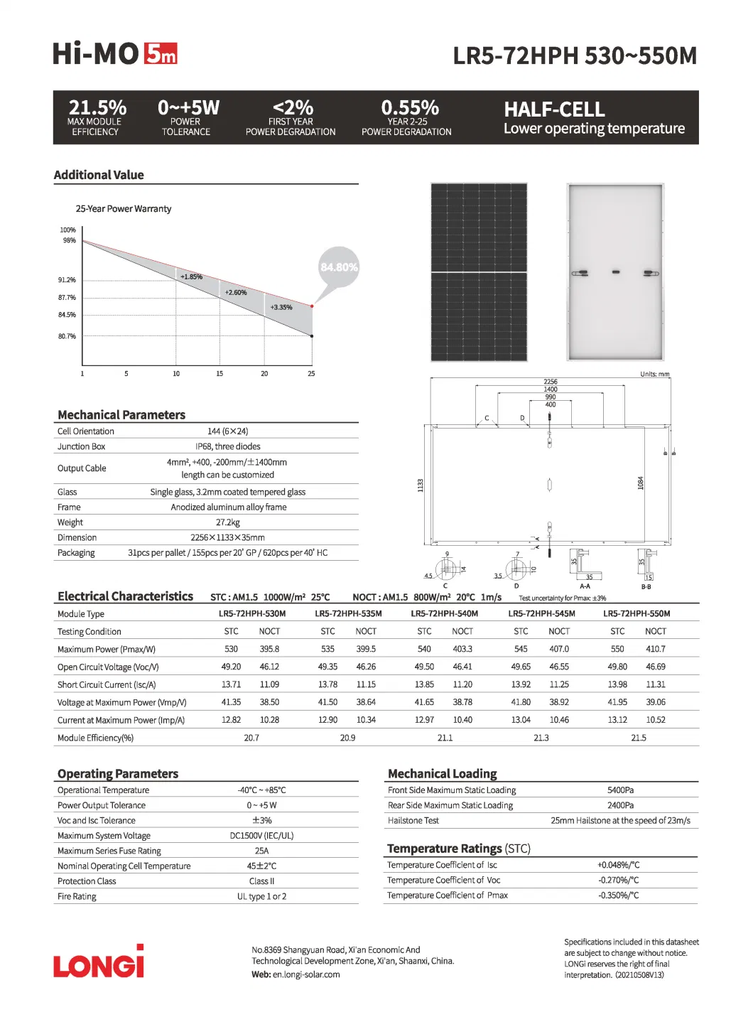 Longi Jinko 30W 540W 545W 550W Photovoltaic Panel for Commercial Monocrystalline Solar Module